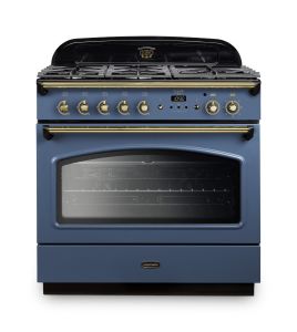 Rangemaster CLAS90FXDFFSB/B CLASSIC FX 90 Dual Fuel Stone Blue Brass Trim