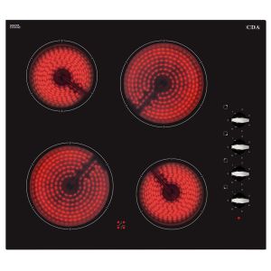 CDA HC6212FR 4 zone ceramic hob, Side control, 6 power levels
