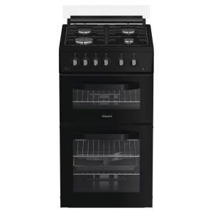Hotpoint HDG5GCB Gas Double Cooker 50CM - 59L / 29L - Black