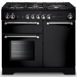 Rangemaster KCH100NGFBL/C Kitchener 100cm Gas Range Cooker 111940 Black and Chrome