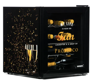 Husky HU279 Black Prosecco Mini Fridge