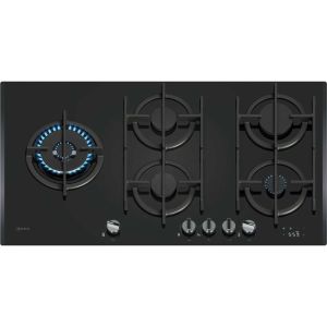 Neff T29RHS4S0 90cm Black Tempered Glass, 5 burner, LED display, 5.0kW Wok burner, Optimised FlameSe